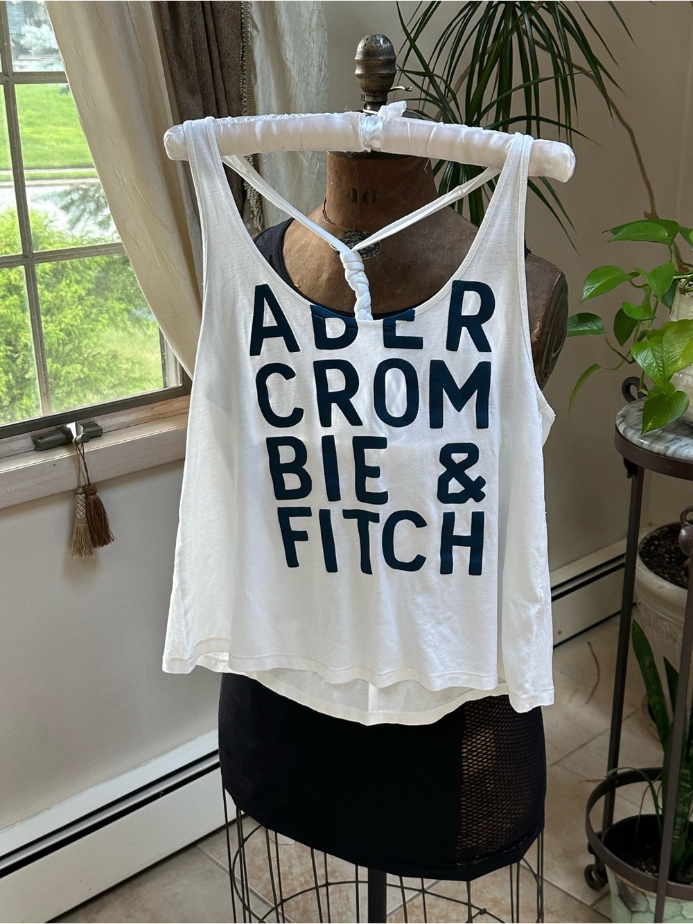 Vintage Abercrombie & Fitch White Logo Tank Top - size M/L No Women's